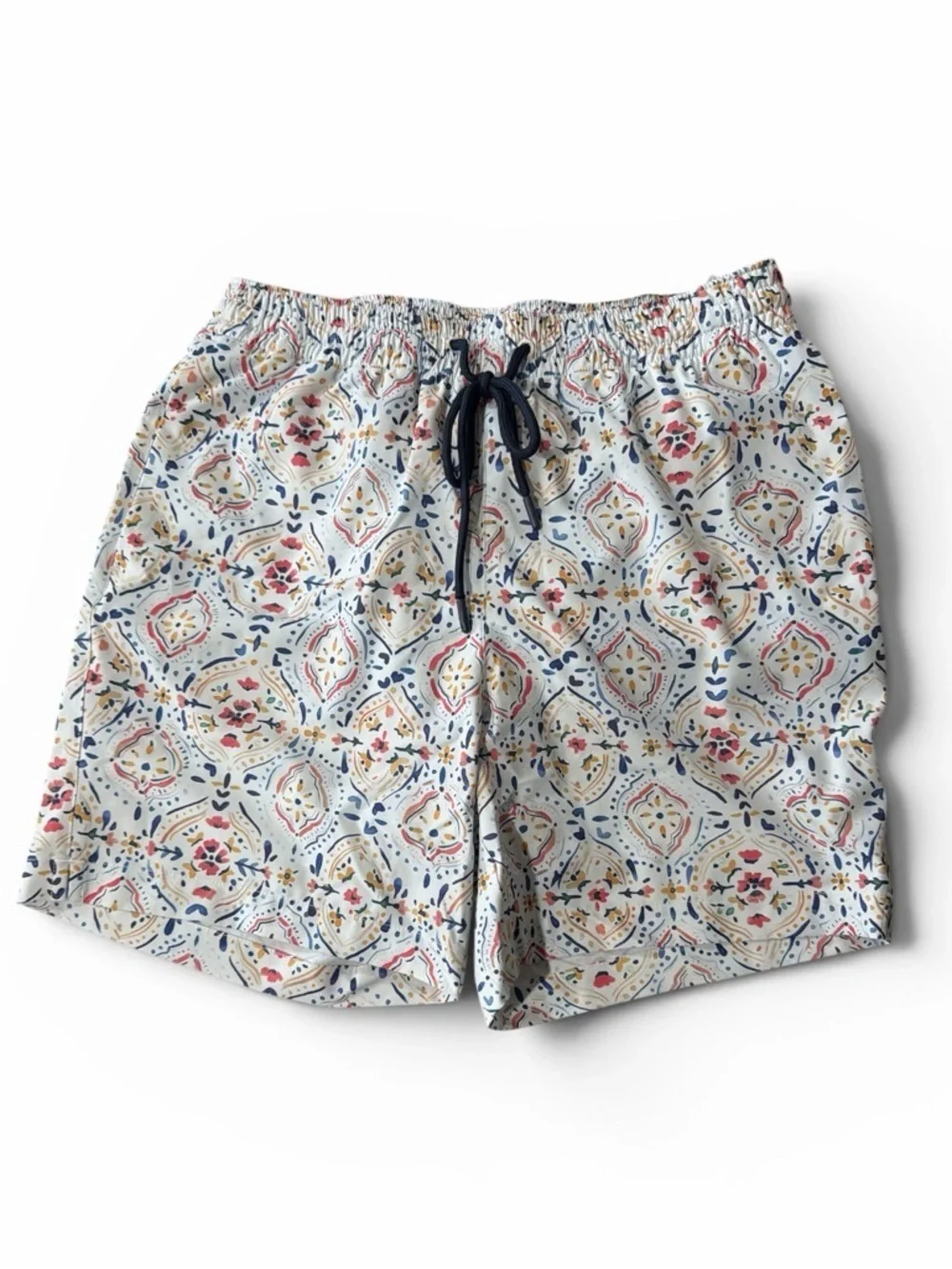 Paisley & Gray Men’s Swim Trunks with Multicolor Tile Print